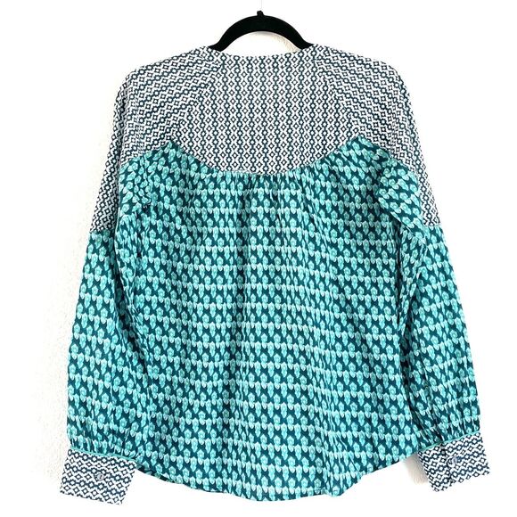 Sundance Stories Be Told Green Southwest Print Easy Button Up Shirt Top - Picture 3 of 14